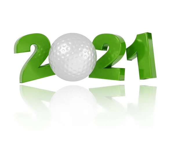 Bola Golfe 2021 Design Com Fundo Branco — Fotografia de Stock