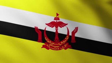Büyük Brunei bayrağı dalga desenleriyle rüzgarda dalgalanan tam ekran fon