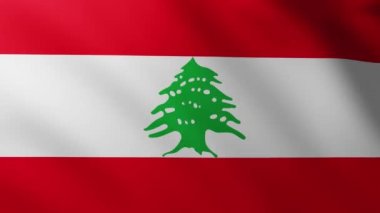 Büyük Lübnan Bayrağı tam ekran arkaplan dalgalanması dalga desenleri ile rüzgarda