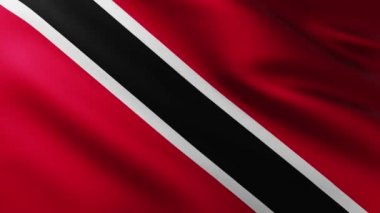 Trinidad ve Tobago 'nun büyük bayrağı dalga desenleriyle rüzgarda dalgalanan tam ekran arka plan