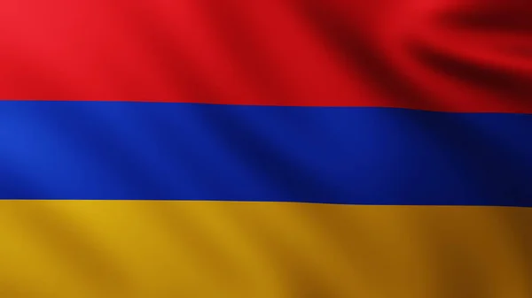 波のパターンを持つ風の中でアルメニアの全画面背景の大規模な旗 — ストック写真