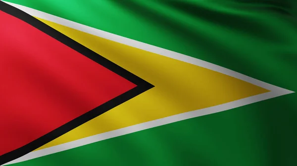 Stor Flagga Guyana Fullskärm Bakgrund Vinden Med Våg Mönster — Stockfoto