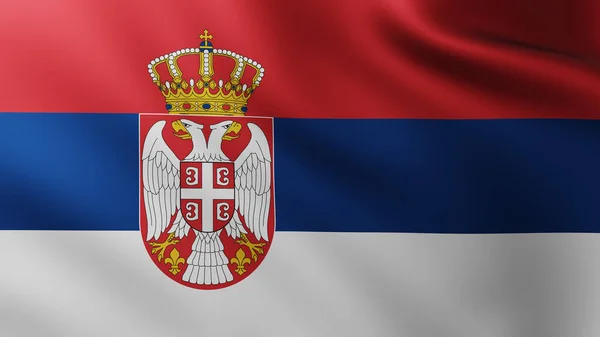 Large Flag Serbia Fullscreen Background Wind Wave Patterns — Stock Photo, Image