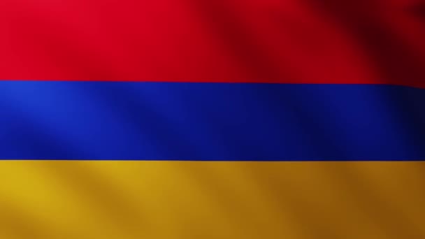 Large Flag Armenia Fullscreen Background Fluttering Wind Wave Patterns — Stock Video