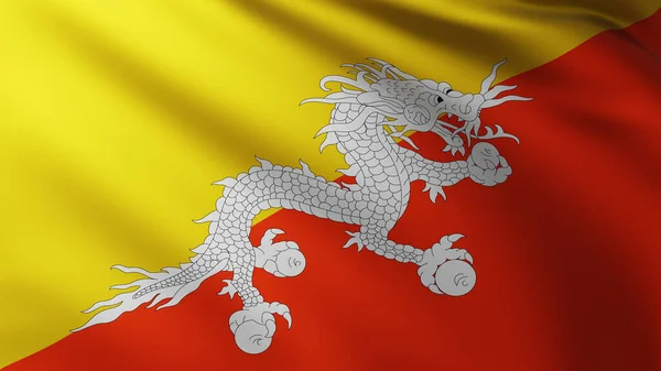 Große Flagge Von Bhutan Vollbildhintergrund Wind Mit Wellenmustern — Stockfoto