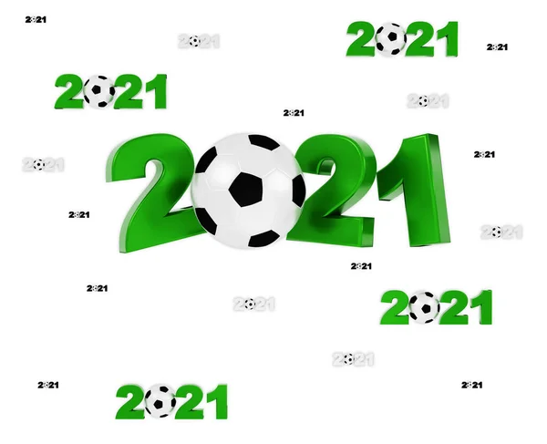 Many Football 2021 Designs Many Balls White Background — Stock Photo, Image