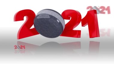 Çok az Curling Stone 2021 Beyaz Arkaplanda Sonsuz Dönüşüm Tasarımı