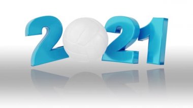 Voleybol 2021 Beyaz Arkaplanda Sonsuz Dönüşüm dizaynı