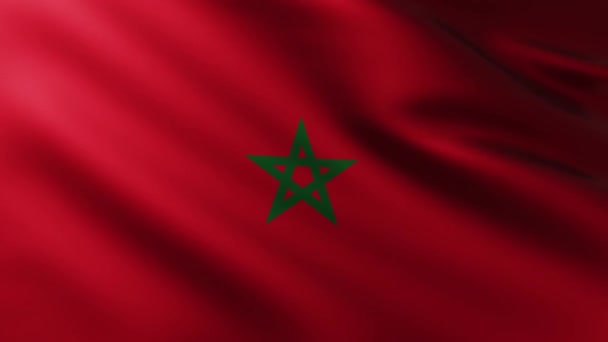 Large Flag Morocco Fullscreen Background Fluttering Wind Wave Patterns — Stock Video