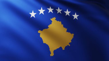 Kosova 'nın Büyük Bayrağı dalga desenleriyle rüzgarda tam ekran arkaplan