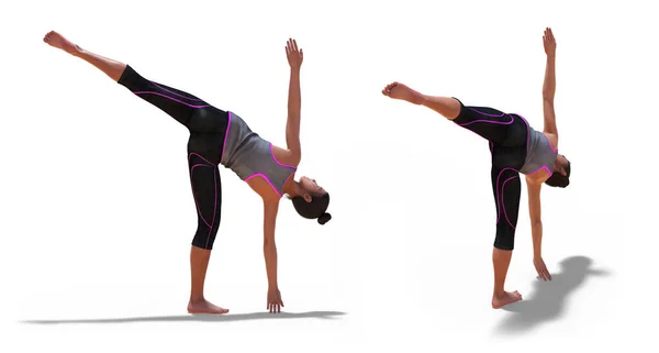 Perfil Espalda Derecha Poses Virtual Woman Yoga Half Moon Pose — Foto de Stock