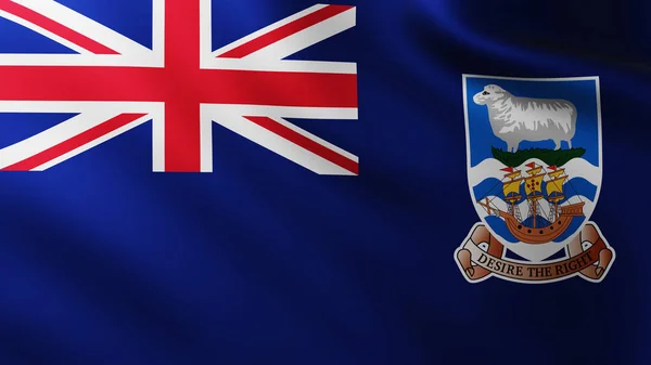 Große Flagge Der Falklandinseln Vollbildhintergrund Wind Mit Wellenmustern — Stockfoto