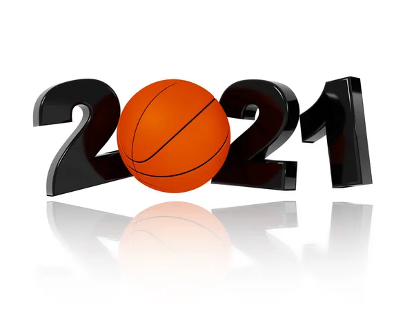 Дизайн Баскетболу 2021 Білим Тлом Стокове Зображення