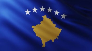 Kosova 'nın büyük bayrağı dalgalanan rüzgarda dalgalanan tam ekran arka planı