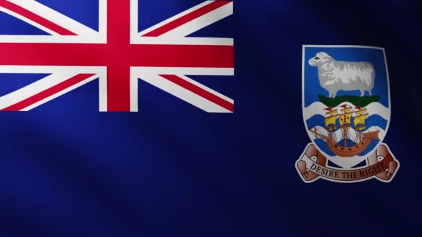Gran Bandera Las Islas Malvinas Fondo Pantalla Completa Ondeando Viento — Vídeos de Stock