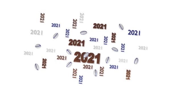 Багато Регбі Куль 2021 Року Роздумами Loopable Move White Background — стокове відео