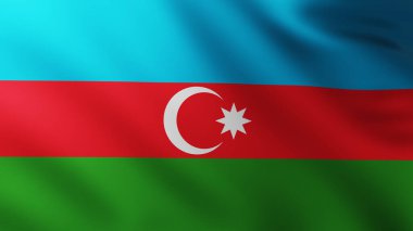 Rüzgarda dalgalı tam ekran Azerbaycan bayrağı
