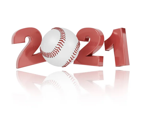 Baseball 2021 Design Fehér Háttér — Stock Fotó