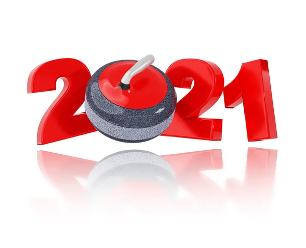 Curling 2021 Design Com Fundo Branco — Fotografia de Stock