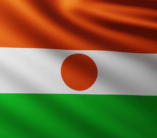 Большой Флаг Нигера Широкоэкранным Фоном Ветру Волновыми Узорами — стоковое фото