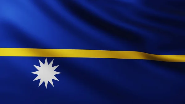Large Flag Republic Nauru Fullscreen Background Wind Wave Patterns — Stock Photo, Image