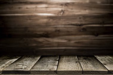 Sunmak ve ürün göstermek için boş ahşap Resepsiyon.