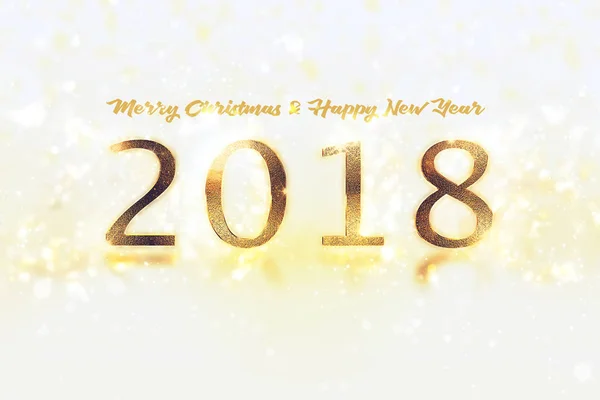 Feliz año nuevo Banner con números de 2018 en un fondo brillante . — Foto de Stock