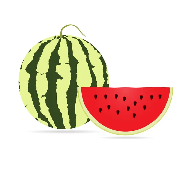 Wassermelone auf weißem Hintergrund — Stockvektor