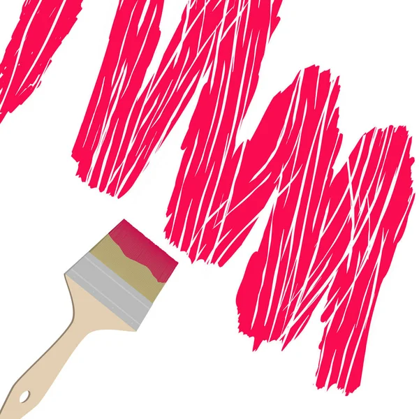 Pinsel Rote Farbe Auf Weißem Hintergrund — Stockvektor