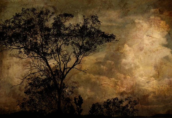 Цифровая живопись на фоне ландшафта дерева — стоковое фото