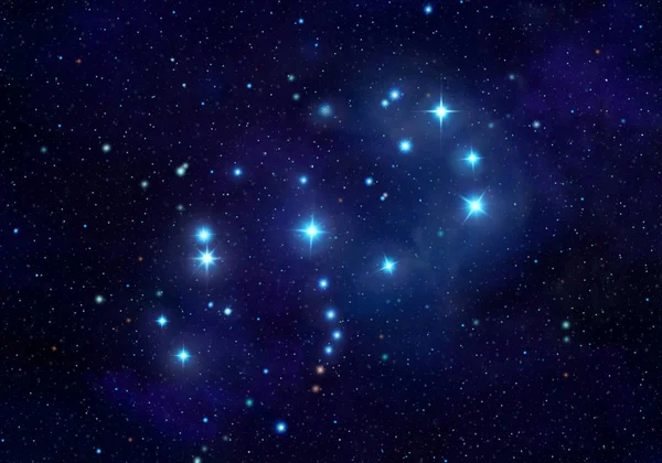 Pleiades Constellation in the Night Sky Illustration — Stok fotoğraf