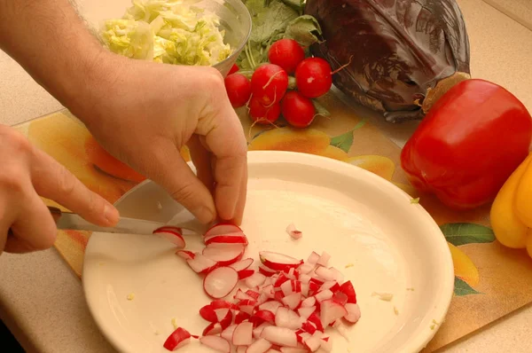 Förbereda Grönsakssallad — Stockfoto