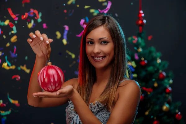 Girl With Christmas Ornament — Stock Photo, Image