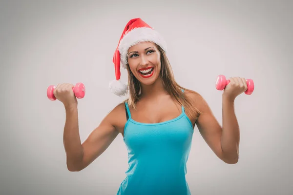Vánoční fitness žena — Stock fotografie