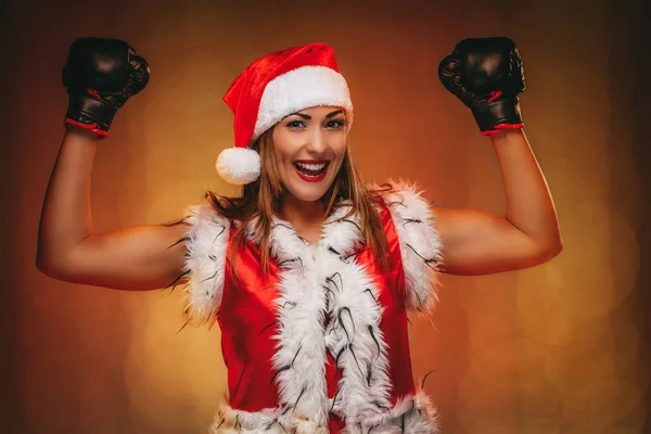 Natale boxe ragazza — Foto Stock