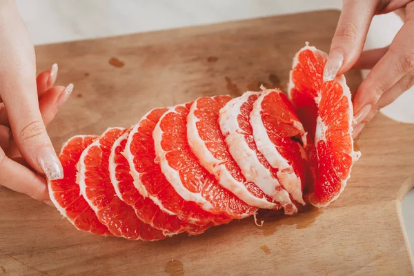 Sliced of a Red Grapefruit — Stock Photo, Image