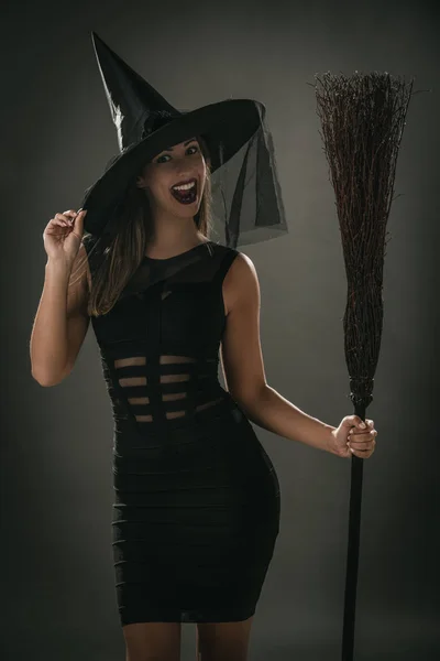 Woman dressed as Halloween Witch — Stock Photo, Image