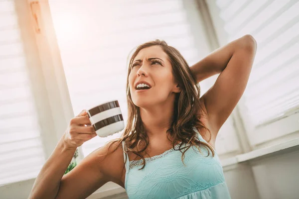 Woman having breakfast — Stock Photo, Image