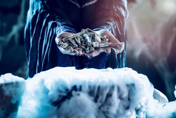 Bones In Witch's Hands — Stock Photo, Image