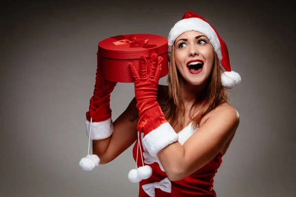 Woman in Santa Claus costume — Stock Photo, Image