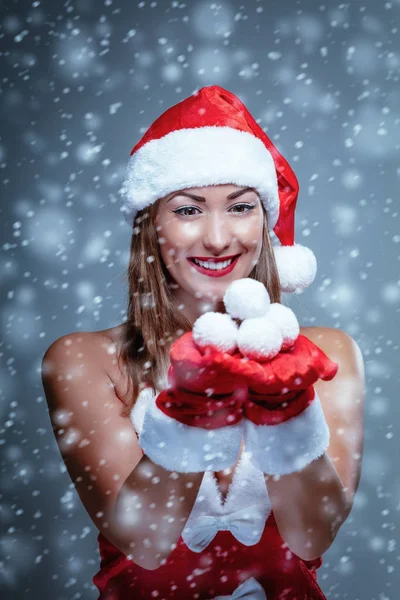 Žena v kostýmu Santa Clause — Stock fotografie