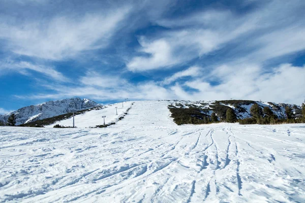 Vue Panoramique Piste Ski Sur Une Journée Ensoleillée Hiver — Photo