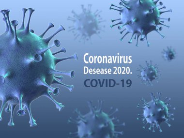 Çin gribi - Coronavirus ya da 2019-nCoV olarak adlandırılır, tüm dünyaya yayılmıştır. 3 Boyutlu Hazırlama.