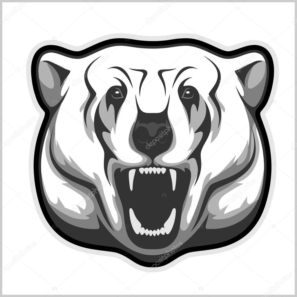 oso polar cabeza - ilustración de vector blanco y negro — Vector de