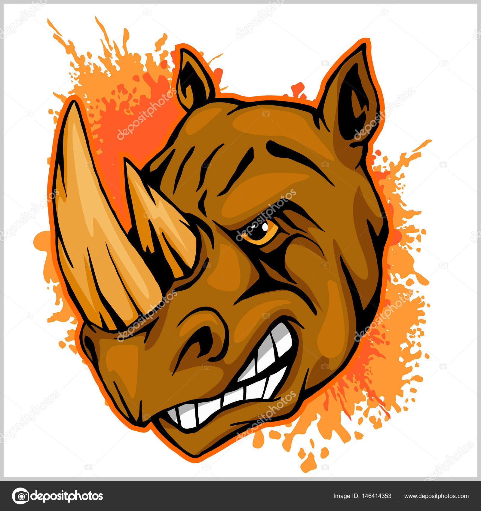 Rhino Athletic Design Complete With Rhinoceros Mascot Vector Illustration Stock Vector C Digital Clipart