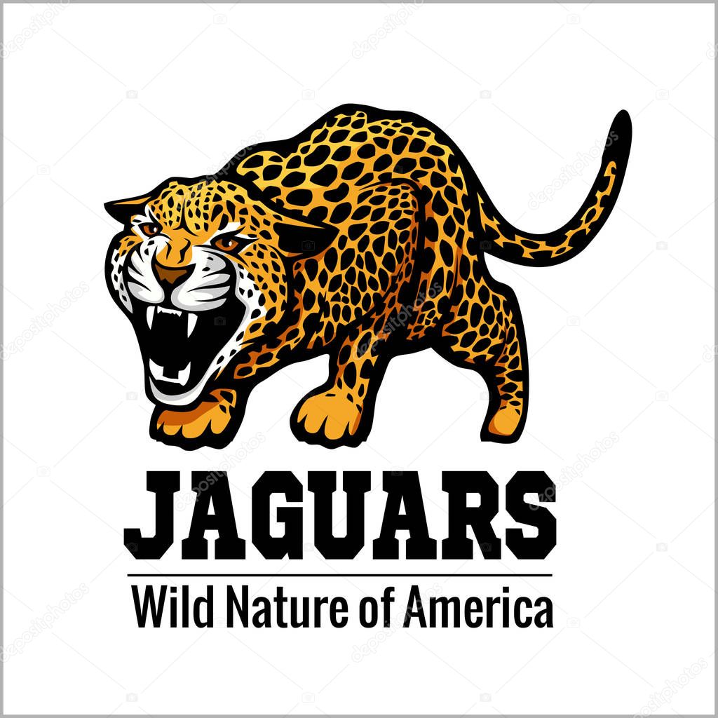 Ilustración de personaje de Jaguar logo icono vector — Vector de stock