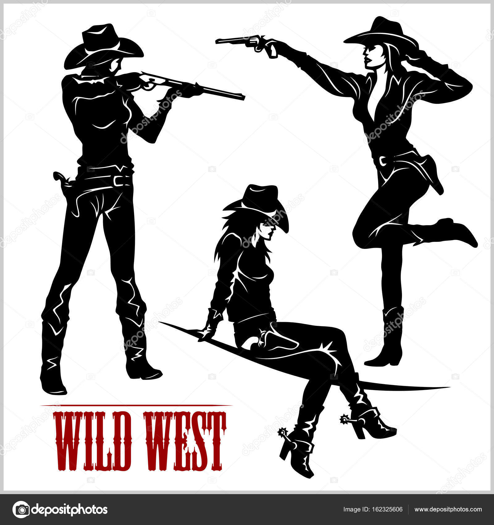 Download Clipart: rocky | Silhouettes of Western Cowgirls. Vector ...