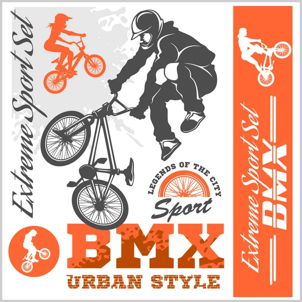 BMX t-shirt Graphics. Extreme bike street style - Vector BMX cyclyst