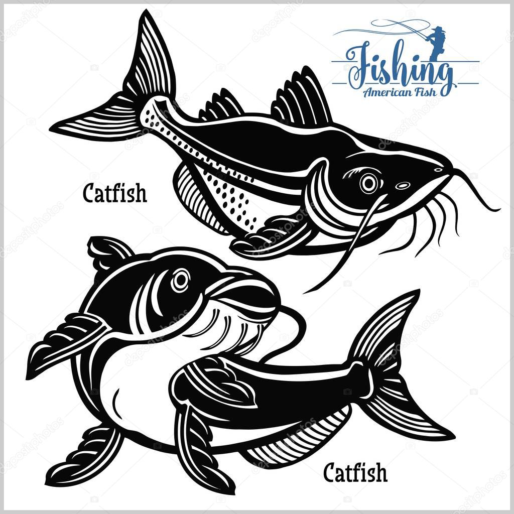 Catfish Fishing On Usa Vector Illustration Vector Set Premium Vector In Adobe Illustrator Ai Ai Format Encapsulated Postscript Eps Eps Format