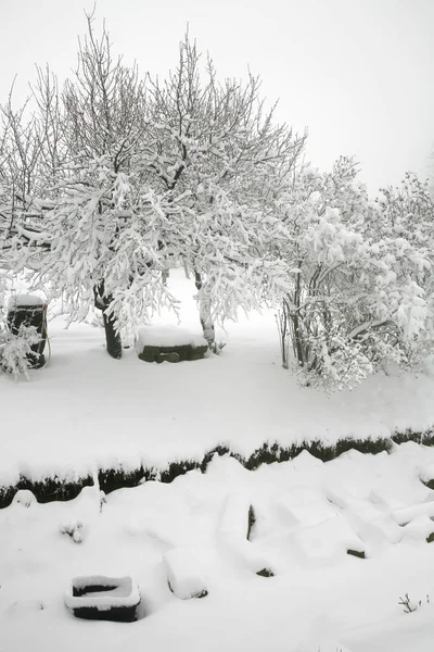 Wetteranomalie. Schnee im Mai. — Stockfoto